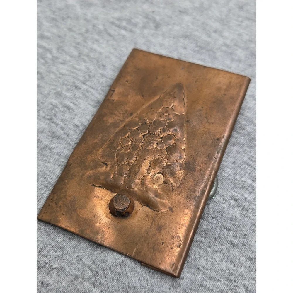 Handmade Copper Pressed Arrowhead Tree Navajo Belt Buckle Rare